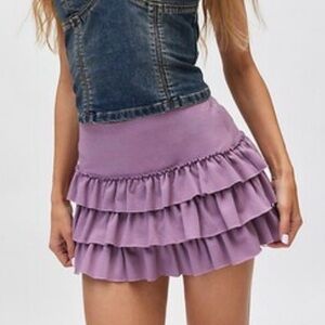 Kimchi Blue Lavender Tiered Ruffle Mini Skirt